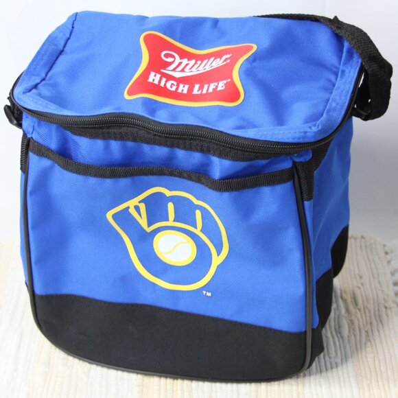 MILWAUKEE BREWERS MLB MILLER HIGH LIFE COLLAPSIBLE BLUE TOTE COOLER SGA - Picture 2 of 14